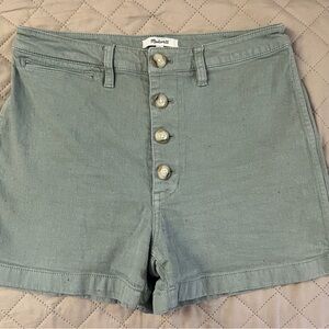 Madewell Women's High Waist Button-Up Shorts in Sage Green 29